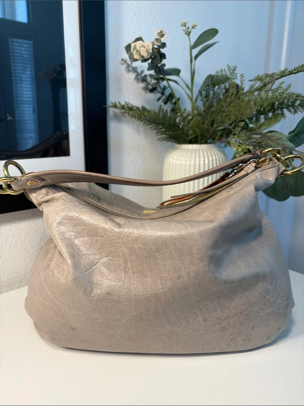 Coach Poppy Y2K Leather Double Pocket Leather Swing Hobo Bag